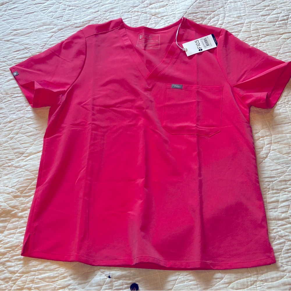 Figs Limited Edition Catarina™ One-Pocket Scrub Top in Neon Pink (NWT)